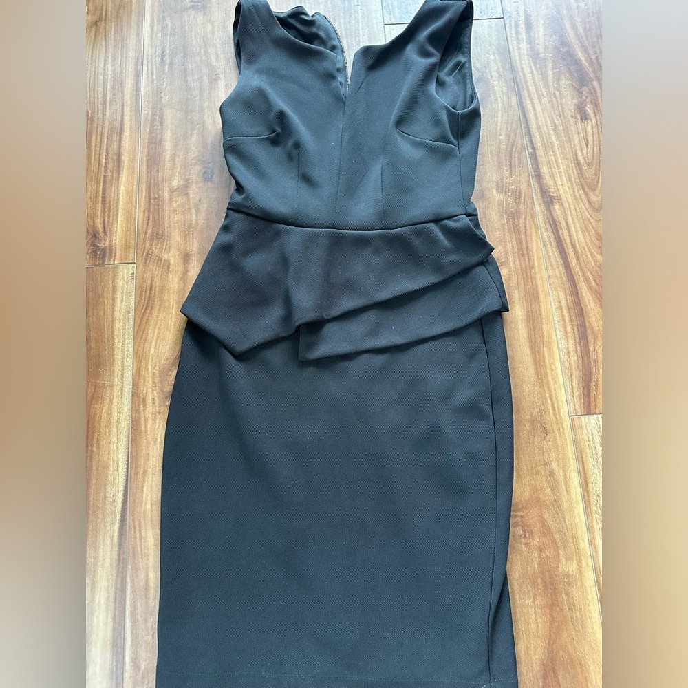 Black peplum womens fitted dress
